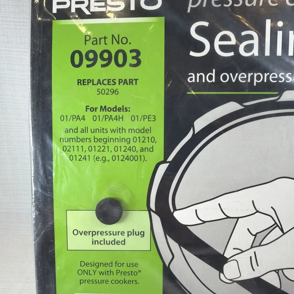 Presto 09903 Pressure Cooker Sealing Ring Gasket Overpressure Plug Genuine NIP